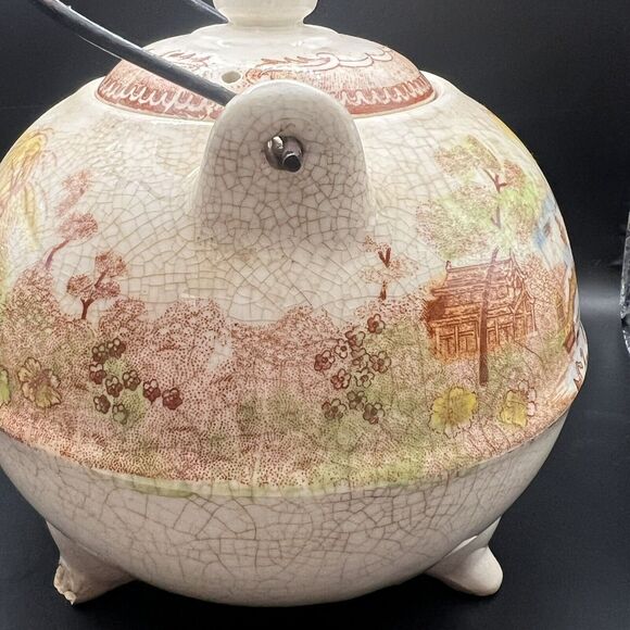 Tea Pot Brown & Ritchie Oriental Japanese Asian Garden Wire Handle Flaws - Picture 6 of 16